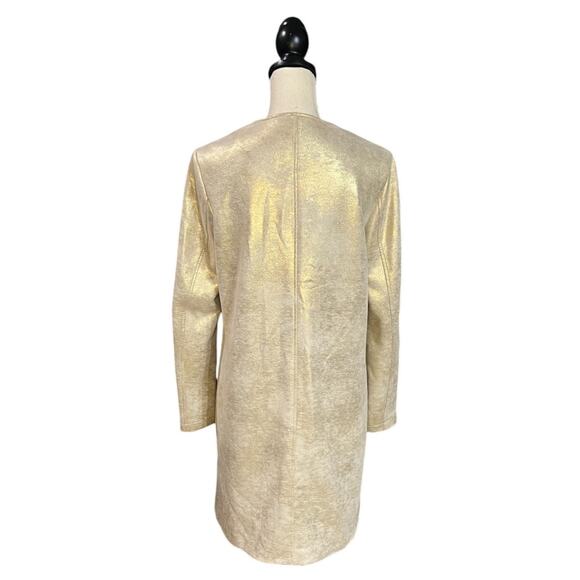 Marc New York Metallic Trench Coat Women's Size Small Pebbled Gold Button Up - Picture 4 of 8